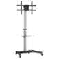 AISENS Floor Stand with Wheel, DVD Tray for Monitor/TV 50Kg from 37-86, Black-Silver