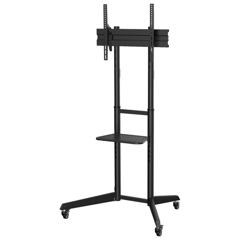AISENS Soporte de Suelo ECO con Rueda, Bandeja para DVD para Monitor/TV 50Kg de 37-70, Negro