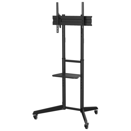 AISENS Soporte de Suelo ECO con Rueda, Bandeja para DVD para Monitor/TV 50Kg de 37-70, Negro