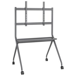 AISENS Soporte De Suelo Pro Con Rueda, 1 Bandeja Para Pantalla Interactiva/TV 120kg De 50-86, Negro