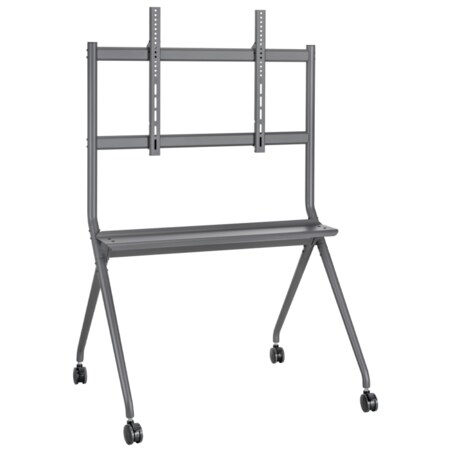 AISENS Soporte De Suelo Pro Con Rueda, 1 Bandeja Para Pantalla Interactiva/TV 120kg De 50-86, Negro