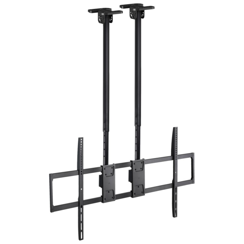 TooQ Soporte de Techo Extensible con doble mástil para Pantallas 60”-120", Negro
