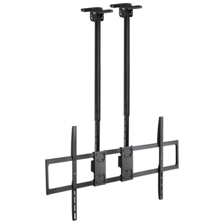 TooQ Soporte de Techo Extensible con doble mástil para Pantallas 60”-120", Negro