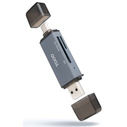 TooQ Lector de Tarjetas SD + TF, con entradas USB-C 3.0 + USB A, Color Gris