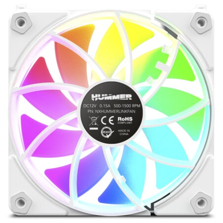 NOX Hummer NXHUMMERELINKWH sistema de refrigeración para ordenador Carcasa del ordenador Ventilador 12 cm Blanco 1 pieza(s)