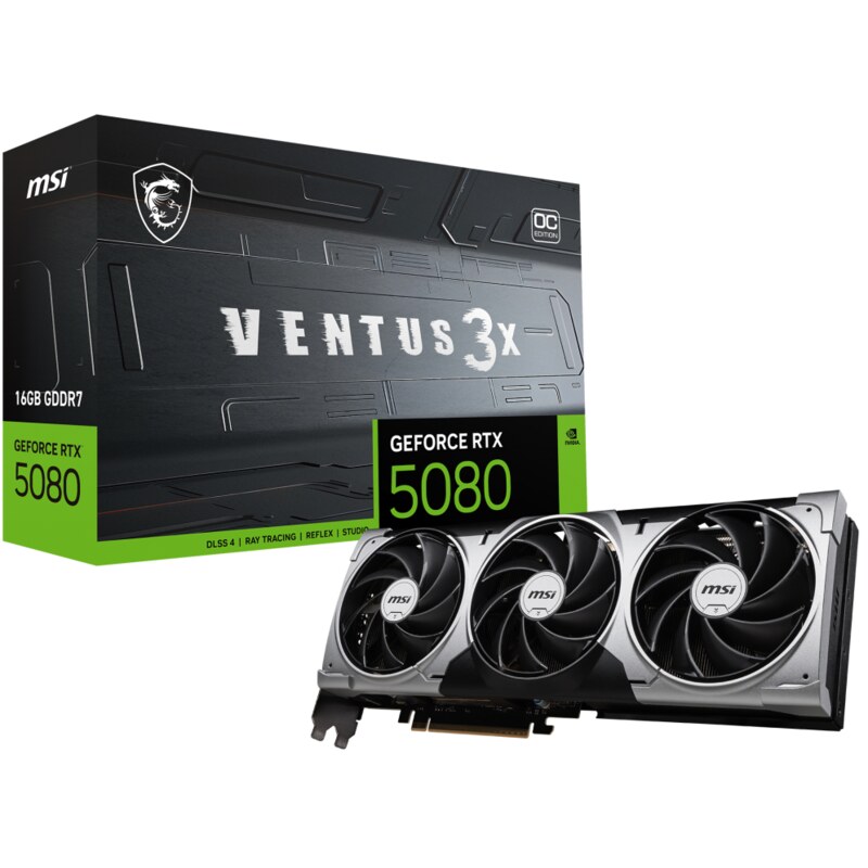 MSI VENTUS GeForce RTX5080 16G 3X OC NVIDIA GeForce RTX 5080 16 GB GDDR7