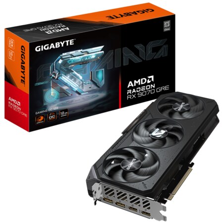 GIGABYTE Radeon RX 9070 GRE GAMING OC 12G – Tarjeta gráfica, 12GB GDDR6, 192bit, PCI-E 5.0, 2920 MHz Core Clock, 2 × DisplayPort