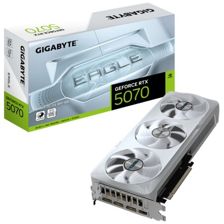 GIGABYTE GeForce RTX 5070 EAGLE OC ICE SFF 12G Tarjeta Gráfica - 12GB GDDR7, 192 bits, PCI-E 5.0, 2587 MHz Core Clock, 3 x DP 2.