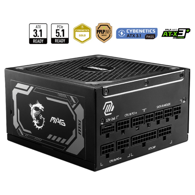 MSI MAG A1250GL PCIE5 unidad de fuente de alimentación 1250 W 24-pin ATX ATX Negro