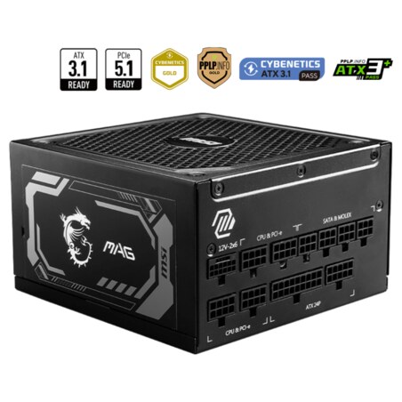 MSI MAG A1250GL PCIE5 unidad de fuente de alimentación 1250 W 24-pin ATX ATX Negro