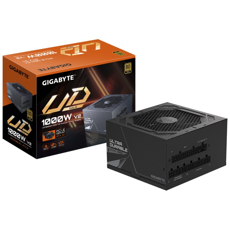 GIGABYTE UD1000GM PG5 V2 Fuente de Alimentación – PCIe Gen 5.1, 80 PLUS Gold, Diseño completamente modular, Ventilador de 120 mm