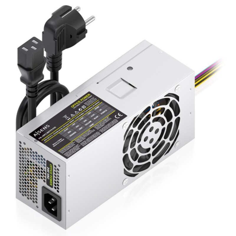 AISENS Fuente Alimentacion TFX 500W con Cable de Alimentacion OEM, Plata