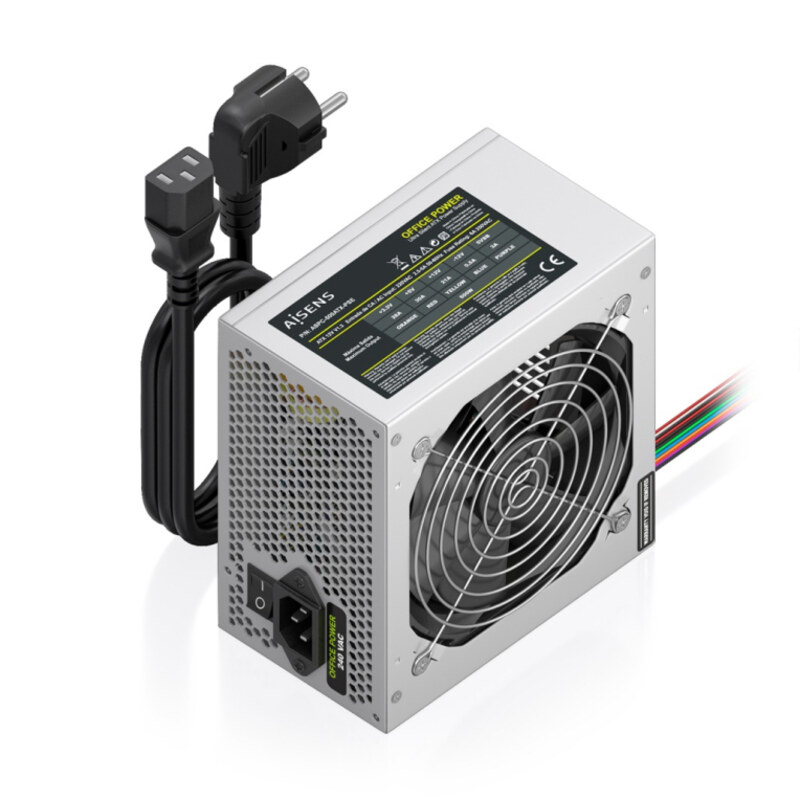 AISENS Fuente Alimentacion ATX 500W con Cable de Alimentacion OEM, Plata