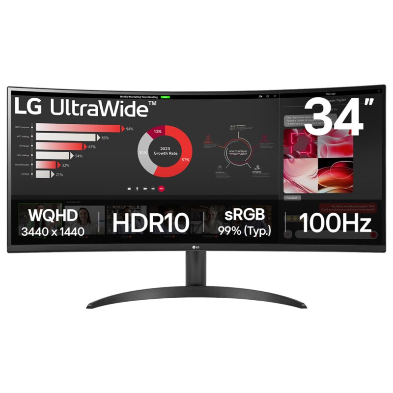 LG 34WR50QK-B pantalla para PC 86,4 cm (34") 3440 x 1440 Pixeles Wide Quad HD Negro