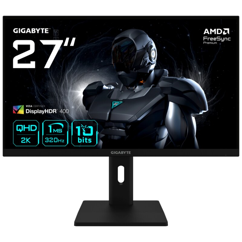 GIGABYTE G27Q3 Monitor Gaming 27” 2K QHD - 2560 x 1440, 320Hz, 1ms, 350 cd/m², FreeSync Premium, Display HDR400, HDMI 2.0, Displ