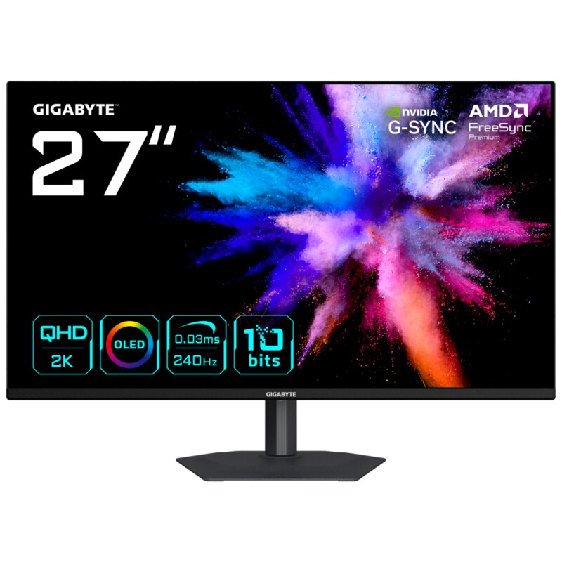 GIGABYTE GO27Q24A Monitor Gaming OLED 27” 2K QHD - 2560 x 1440, 240Hz, 0.03ms, 400 cd/m², FreeSync Premium, G-Sync Compatible, H