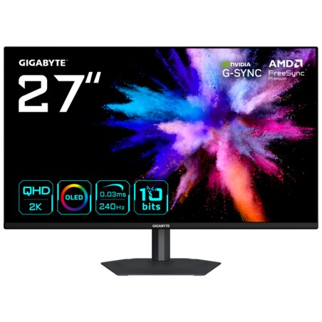 GIGABYTE GO27Q24A Monitor Gaming OLED 27” 2K QHD - 2560 x 1440, 240Hz, 0.03ms, 400 cd/m², FreeSync Premium, G-Sync Compatible, H