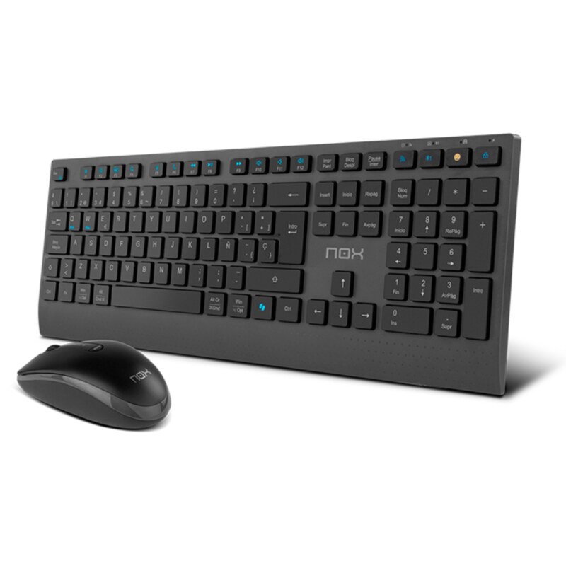 NOX NXLITEDUOSP teclado Ratón incluido Hogar RF Wireless + Bluetooth QWERTY Español Negro