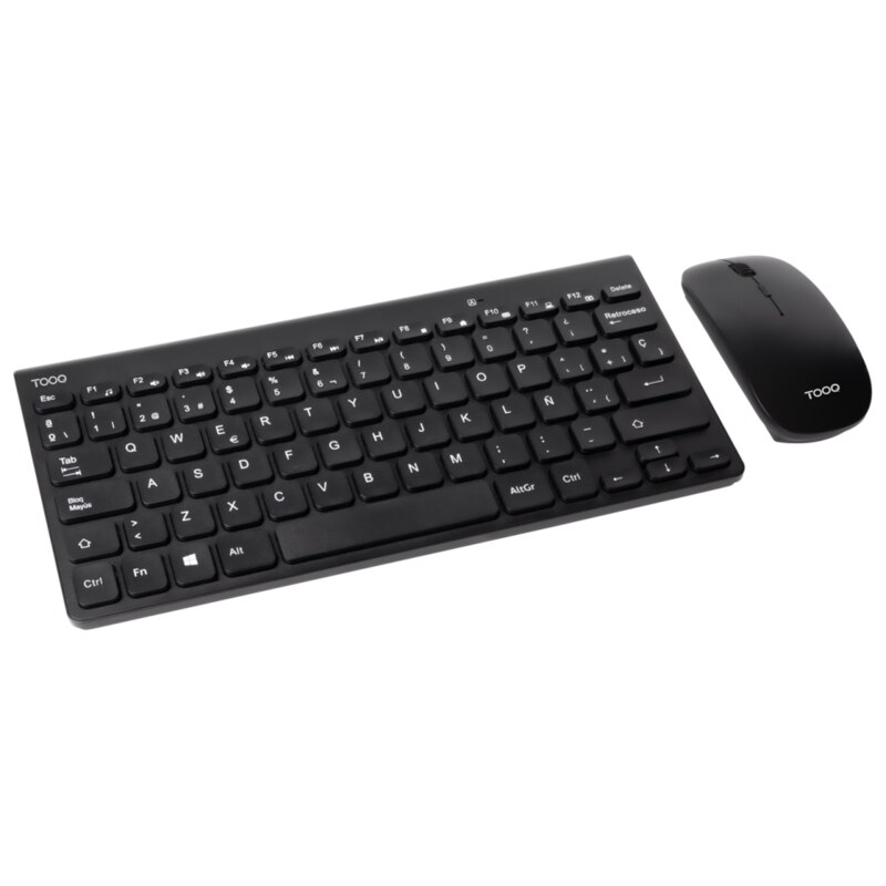 TooQ Teclado compacto + Ratón slim inalámbrico, Negro