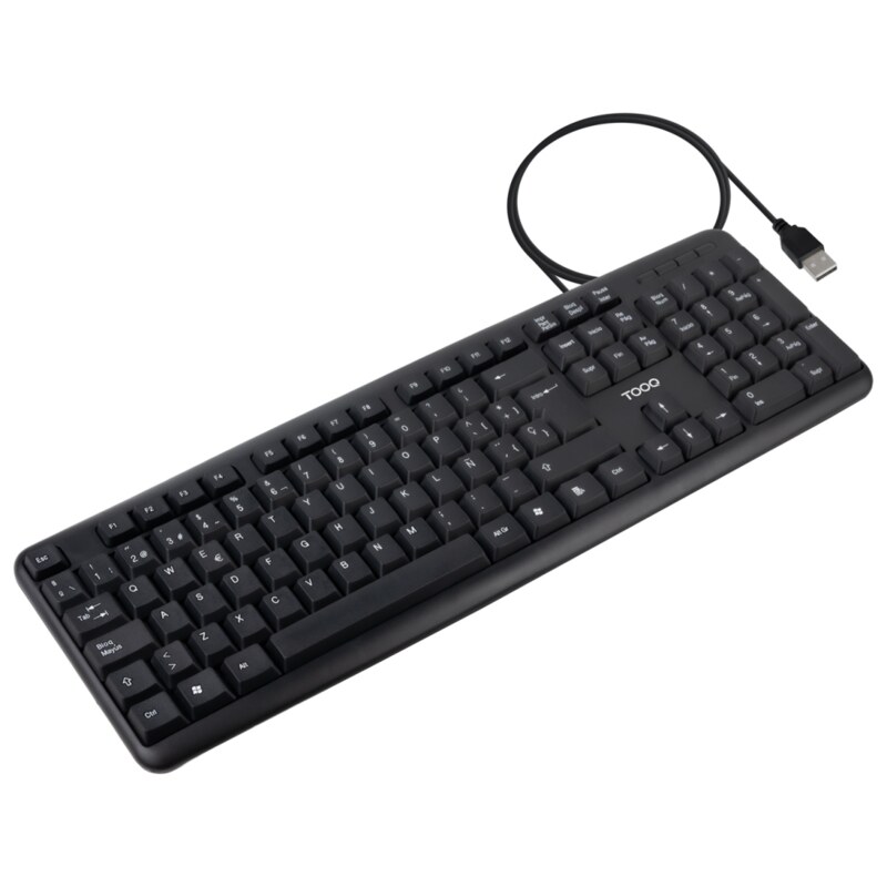 TooQ Teclado USB, 104 teclas, Negro