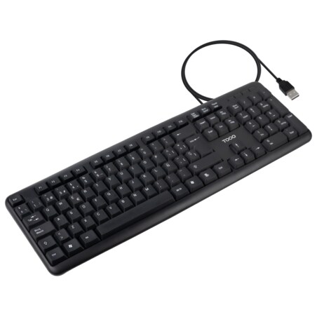 TooQ Teclado USB, 104 teclas, Negro