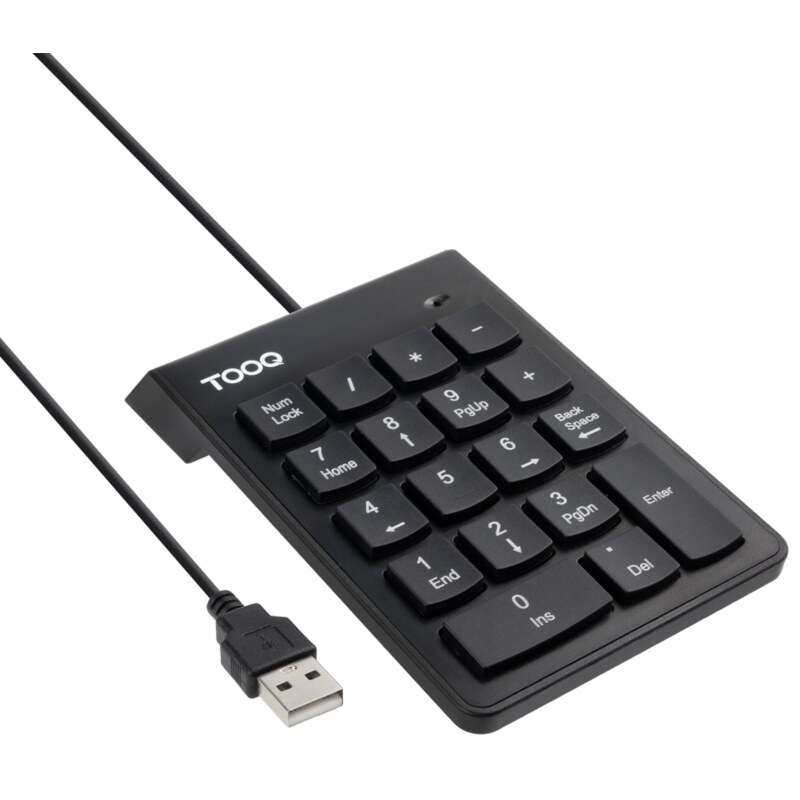 TooQ Teclado numérico USB, 19 teclas, Negro