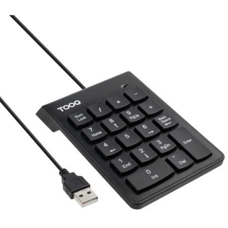 TooQ Teclado numérico USB, 19 teclas, Negro
