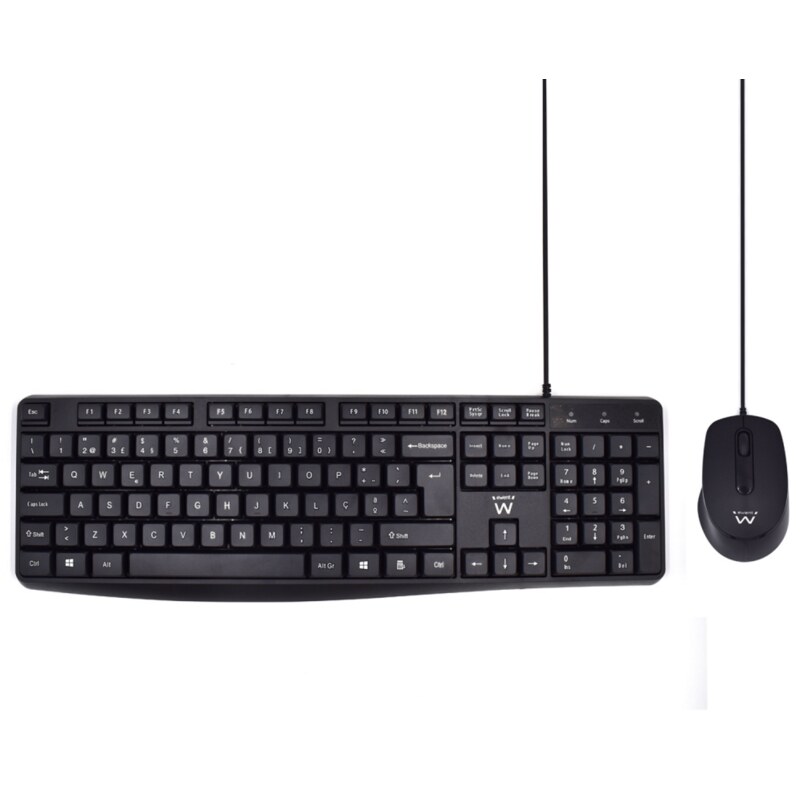 Ewent EW3007 teclado Ratón incluido Oficina USB QWERTY Portugués Negro