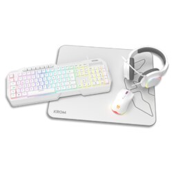Krom Kenta 4 in 1 RGB Gaming Kit, Blanco