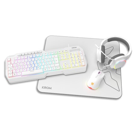 Krom Kenta 4 in 1 RGB Gaming Kit, Blanco