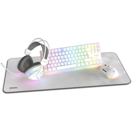 Krom NXKROMKLASS teclado Ratón incluido Juego USB QWERTY Inglés Blanco