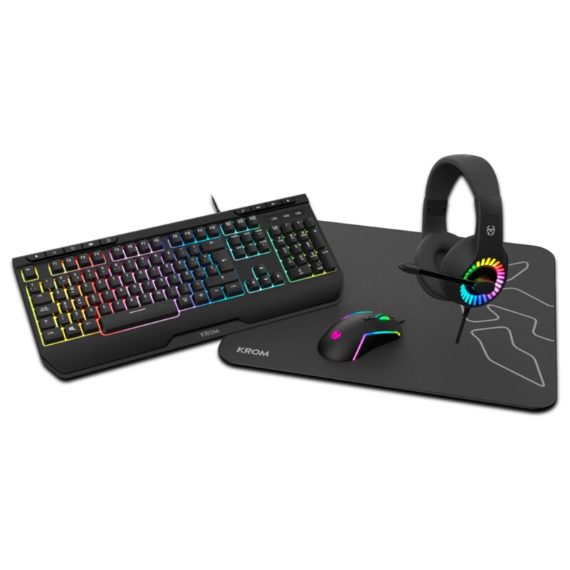 Krom Kenya teclado Ratón incluido Juego USB Negro
