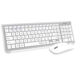 SUBBLIM Teclado con Ratón Bluetooth + 2.4G Combo Dual Prestige Extendido Plata/Blanco