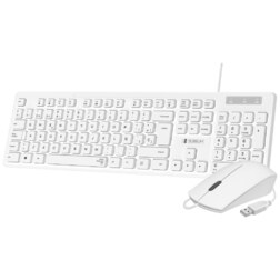 SUBBLIM Teclado Ergonómico y ratón Combo Business Slim Silencioso con cable USB Blanco