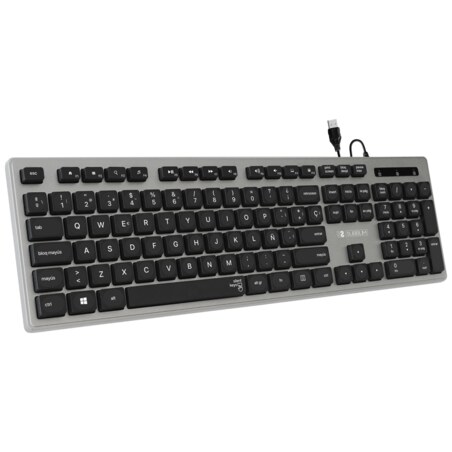 SUBBLIM Teclado Ergonómico con cable USB Plano Silencioso Gris/Negro Ergo