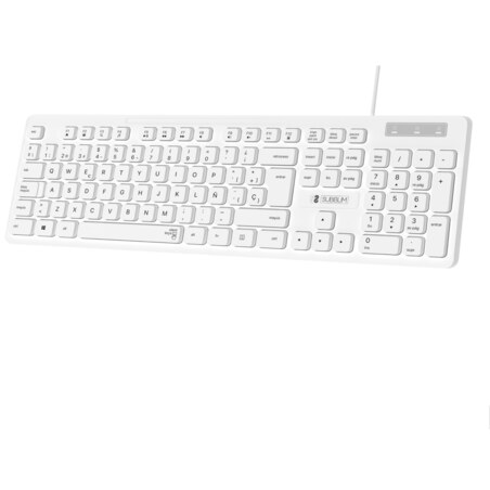 SUBBLIM Teclado Ergonómico Business Slim Silencioso con cable USB Blanco
