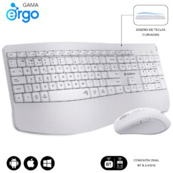 SUBBLIM SUBKBC-DCOPW1 teclado Ratón incluido Hogar / Oficina RF Wireless + Bluetooth QWERTY Español Blanco