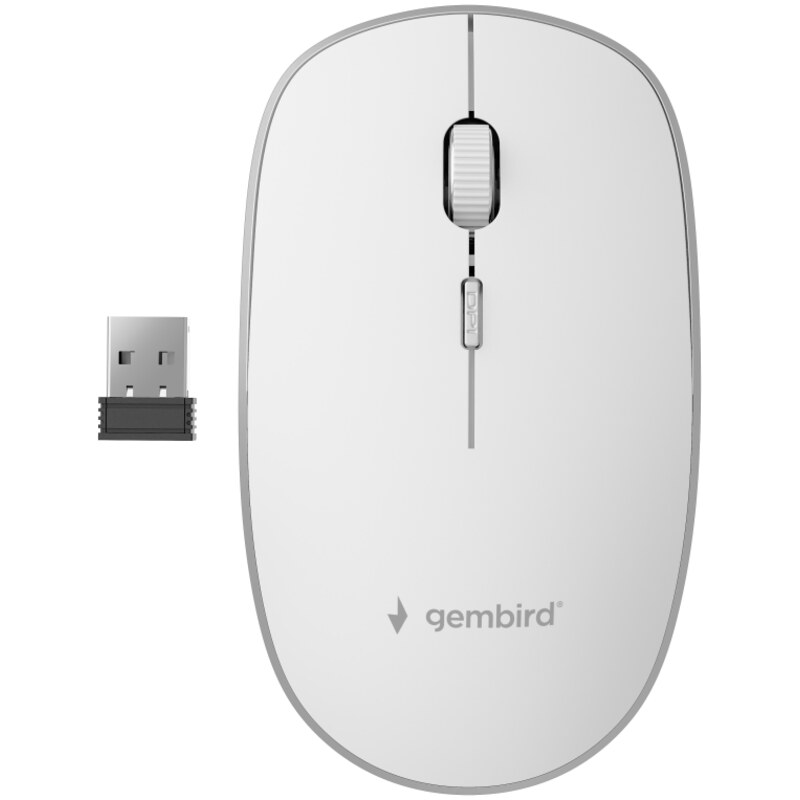 Gembird MUSW-4B-01-W ratón Oficina Ambidextro RF inalámbrico Óptico 1600 DPI