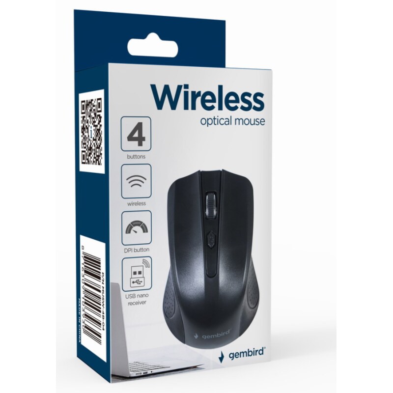 Gembird MUSW-4B-04 ratón Oficina Ambidextro RF inalámbrico Óptico 1600 DPI