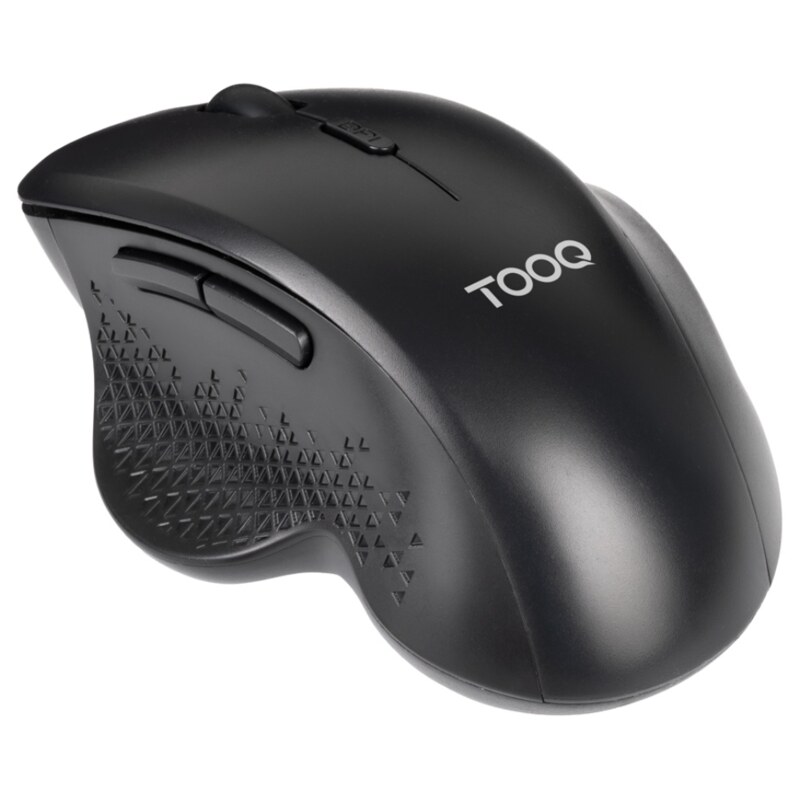 TooQ Ratón Inalámbrico Ergonómico 1600 DPI, 6 botones, Negro