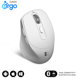 SUBBLIM RATON OPTICO DUAL COMFORT ERGO DUAL BATERIA BLANCO ratón Universal mano derecha Bluetooth + USB Type-A Óptico 2400 DPI