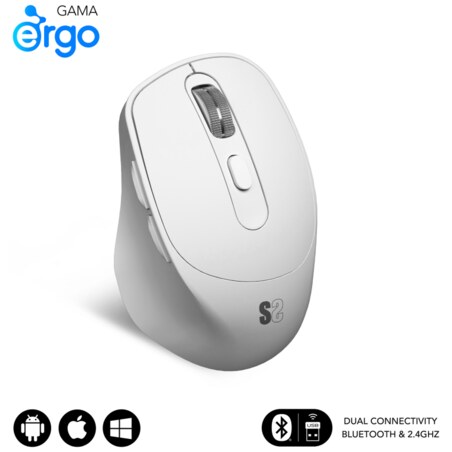 SUBBLIM RATON OPTICO DUAL COMFORT ERGO DUAL BATERIA BLANCO ratón Universal mano derecha Bluetooth + USB Type-A Óptico 2400 DPI