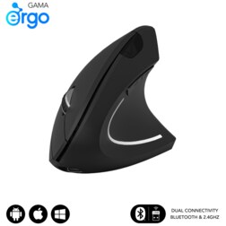 SUBBLIM RATON OPTICO DUAL GLIDE VERTICAL ERGO DUAL BATERIA NEGRO ratón Universal mano derecha Bluetooth + USB Type-A Óptico 1600