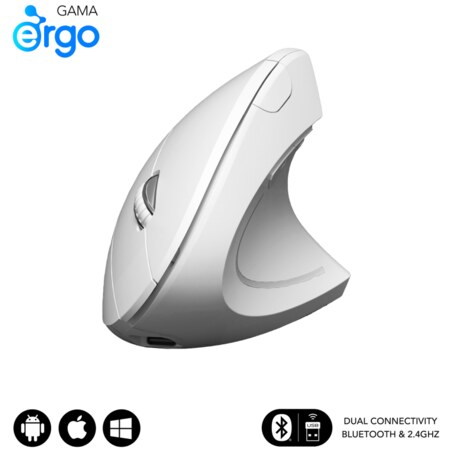 SUBBLIM RATON OPTICO DUAL GLIDE VERTICAL ERGO DUAL BATERIA BLANCO ratón Universal mano derecha Bluetooth + USB Type-A Óptico 160
