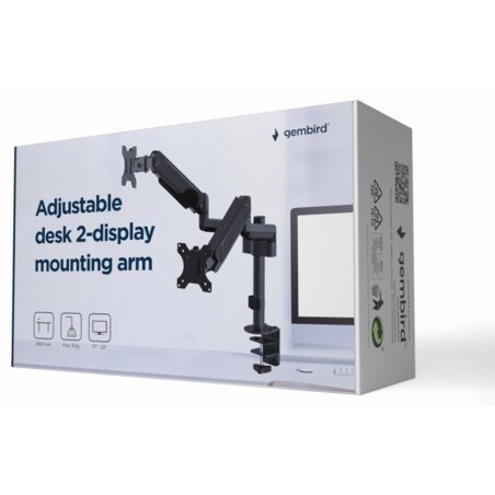 Gembird MA-DA2P-01 soporte para monitor 81,3 cm (32") Escritorio Negro