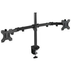 TooQ Soporte de Mesa Giratorio e Inclinable para 2 Pantallas (Monitor / TV Plasma / LCD / LED) 13” – 32”, de Dos Brazos, Negro