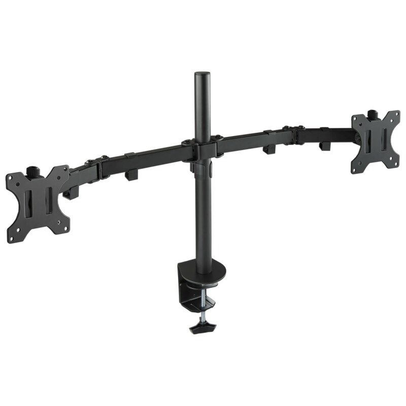 TooQ Soporte de Mesa Giratorio e Inclinable para 2 Pantallas (Monitor / TV Plasma / LCD / LED) 13” – 32”, de Dos Brazos, Negro