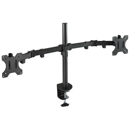 TooQ Soporte de Mesa Giratorio e Inclinable para 2 Pantallas (Monitor / TV Plasma / LCD / LED) 13” – 32”, de Dos Brazos, Negro