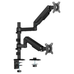 AISENS Soporte de Mesa Eco Contrapeso Giratorio e Inclinable Para Monitor/TV 9kg (3 Pivotes, 2 Brazos) de 17-32", Negro
