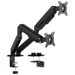 AISENS Soporte de Mesa Eco Contrapeso Giratorio e Inclinable para Monitor/TV 9kg (3 Pivotes, 2 Brazos) de 17-32, Negro